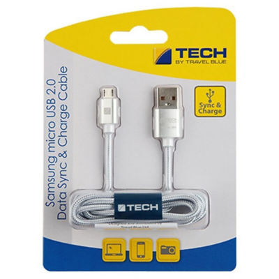 TRAVEL BLUE DELUXE MICRO USB DATA SYNC AND CHARGE CABLE