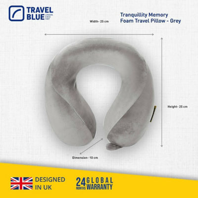 TRAVEL BLUE WIDER FIT TRANQUILLITY MEMORY FOAM TRAVEL PILLOW - GREY 6