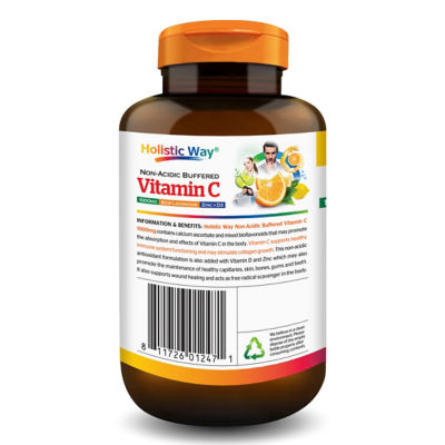 Holistic Way [Bundle of 2] Holistic Way Non-Acidic Buffered Vitamin-C 1000mg with Bioflavonoids, Zinc and Vitamin D3 — Vegan (60s) 3