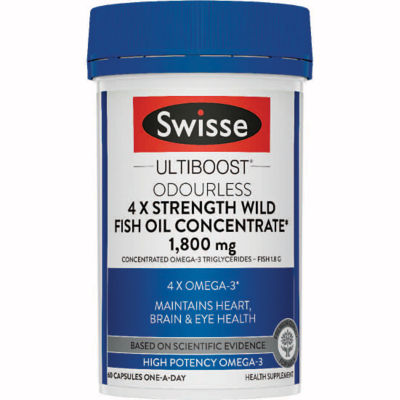 Buy SWISSE ULTIBOOST 4X STRENGTH WILD FISH OIL CONCENTRATE 1800MG 60S