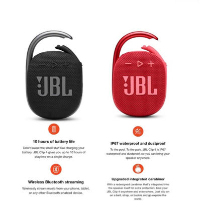 JBL Clip 4 Portable Bluetooth Speaker - Waterproof and Dustproof