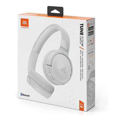 JBL Tune 520BT Wireless On-Ear Headphones, with JBL Pure Bass Sound,  Bluetooth 5.3 and Hands-Free Calls, 57-Hour Battery Life, in White