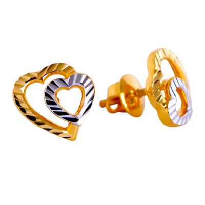 Gold earrings heart on sale design