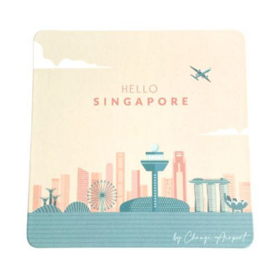 Gift by Changi Airport Hello Singapore Beige Coaster 1