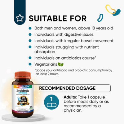 Holistic Way [两瓶装] Holistic Way 高效活性益生菌 1000亿 — 素食 (每瓶 30 粒素胶囊) 6