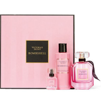 Victoria's Secret Bombshell Gift Set 2 Pc Gift Set .25 mini perfume and 3.4  perfume lotion with organza gift bag