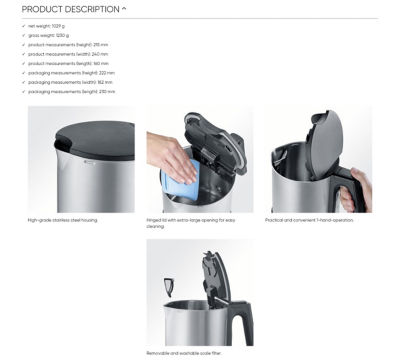 Severin WK 3409 Stainless Steel Kettle 1.7 L Black 7