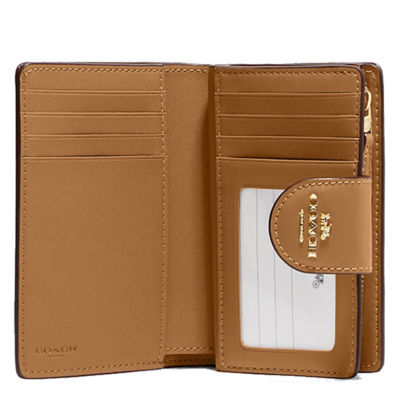 Buy Coach Medium Corner Zip Wallet In Signature Canvas Light Khaki