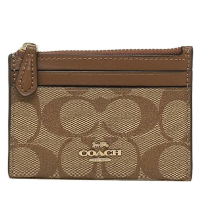 Buy Coach Mini Skinny Id Case In Signature Canvas Khaki Saddle 88208 ...