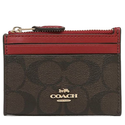 Buy Coach Mini Skinny Id Case In Signature Canvas Brown 1941 Red 88208 ...