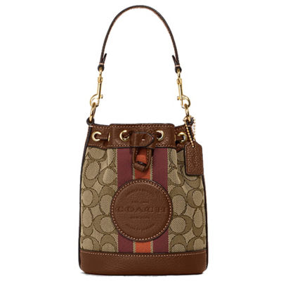 Coach Mini Dempsey Bucket Bag In Signature Jacquard With Stripe And ...