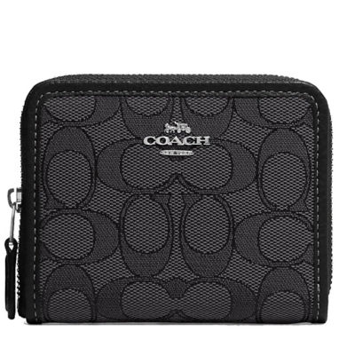 Buy Coach Small Zip Around Wallet In Signature Jacquard Smoke Black ...