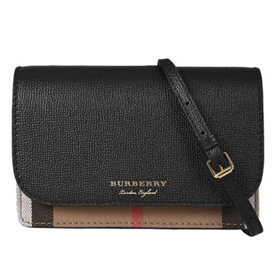 Burberry small leather and shop house check crossbody bag