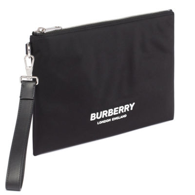 Buy Burberry Unisex Logo Print Nylon Zip Pouch Black 80627541