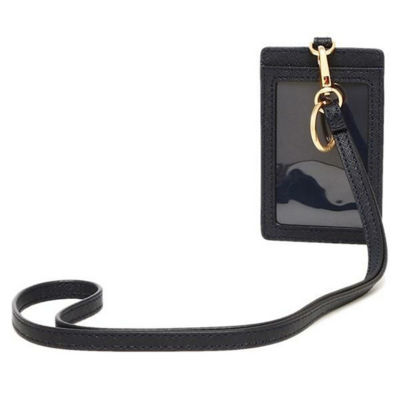 Tory Burch Emerson Leather ID Lanyard With Keyring Black 136584