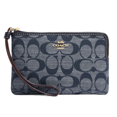 Buy Coach Corner Zip Wristlet In Signature Chambray Denim Multi