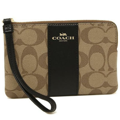 Guaranteed Original Coach Corner Zip Wristlet In Signature Canvas F58035 -  Khaki