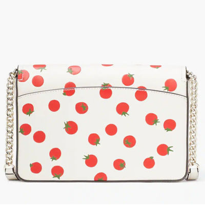 Kate Spade Spencer Tomato Dot Embellished Flap Chain Wallet, Parchment