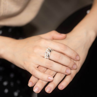 Pearly Lustre New Yorker Freshwater Pearl Duo Ring WR00151 | Mix & Match 4