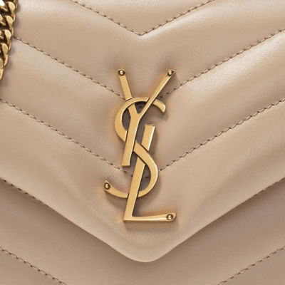 DARK BEIGE SAINT LAURENT LOULOU SMALL CHAIN BAG (494699DV727)