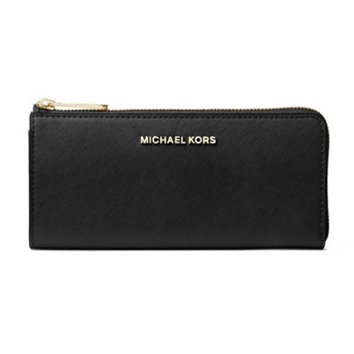 Michael Kors Jet Set Travel Large Three Quarter Zip Leather Wallet