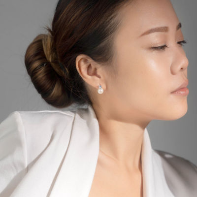 Pearly Lustre Elegant Freshwater Semi Round Pearl Earrings WE00017 3