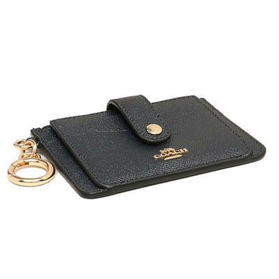 Coach crossgrain leather deals key ring card case