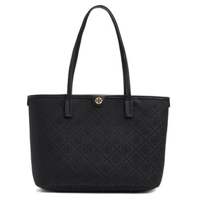 Buy Tory Burch Small T Monogram Zip Tote Black 152135 Online in ...