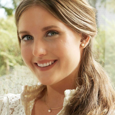 Blomdahl Hypoallergenic Jewellery Gold Titanium Brilliance Halo Pearl White Earring 8mm 2