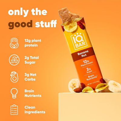 IQBar Plant Protein Bar - Banana Nut (12 x 45g) 5