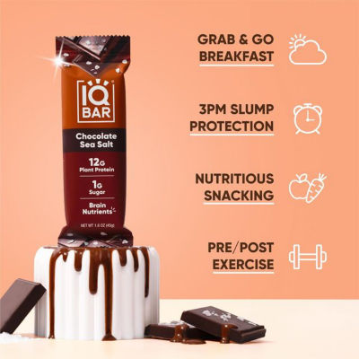 IQBar Plant Protein Bar - Chocolate Sea Salt (12 x 45g) 4