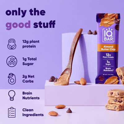 IQBar Plant Protein Bar - Almond Butter Chip (12 x 45g) 4