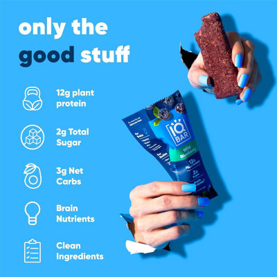 IQBar Plant Protein Bar - Wild Blueberry (12 x 45g) 4