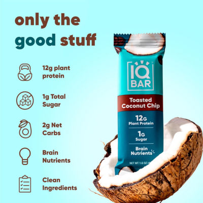 IQBar Plant Protein Bar - Toasted Coconut Chip (12 x 45g) 6