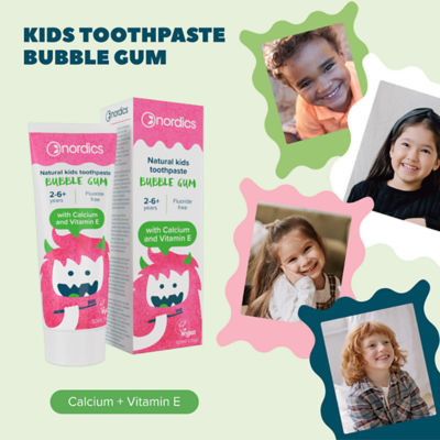 Nordics [Bundle of 2] Nordics Kids Natural Toothpaste Bubble Gum 50ml 3