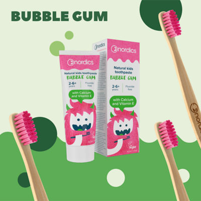 Nordics [Bundle of 2] Nordics Kids Natural Toothpaste Bubble Gum 50ml 4