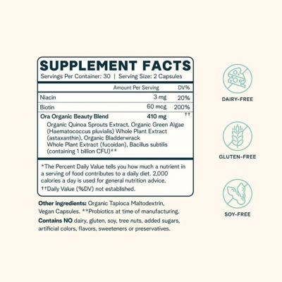 Ora Organic Beauty Vitamins for Skin, Hair & Nails (Beyoutiful) 60 Capsules 3