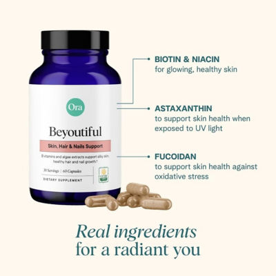 Ora Organic Beauty Vitamins for Skin, Hair & Nails (Beyoutiful) 60 Capsules 4