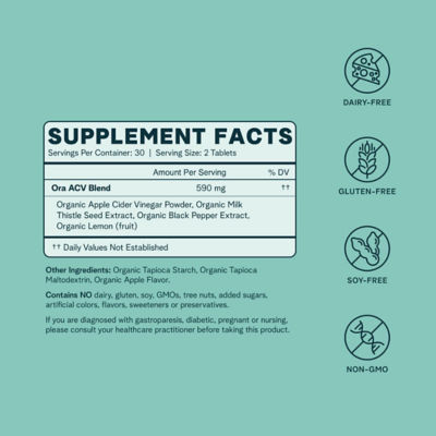 Ora Organic Apple Cider Vinegar (Appley Ever After) 60 Tablets 6