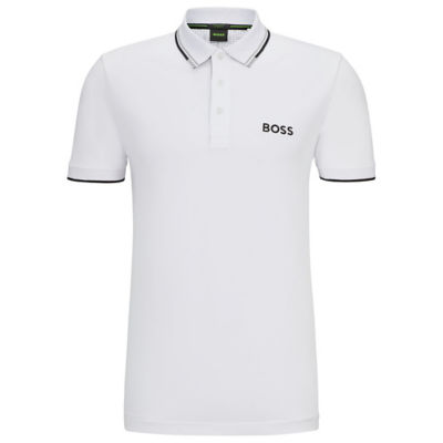 BOSS Cotton-blend polo shirt with contrast logos 1