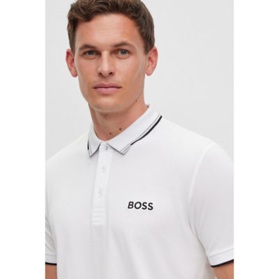 Buy Cotton-blend polo shirt with contrast logos Online in