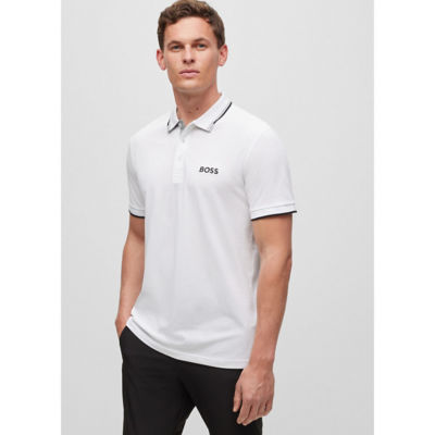 BOSS Cotton-blend polo shirt with contrast logos 4