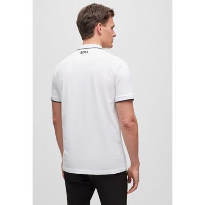 BOSS Cotton-blend polo shirt with contrast logos 5