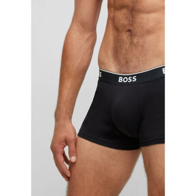 BOSS Three-pack of stretch-cotton trunks with logo waistbands 2