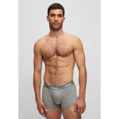 BOSS Three-pack of stretch-cotton trunks with logo waistbands 4