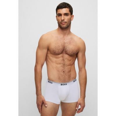 BOSS Three-pack of stretch-cotton trunks with logo waistbands 5