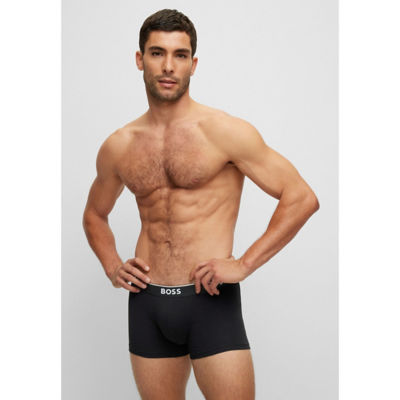BOSS Three-pack of stretch-cotton trunks with logo waistbands 6