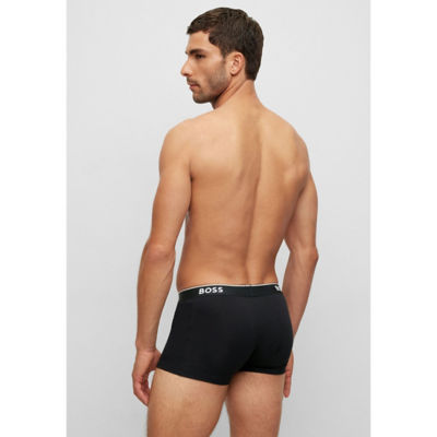 BOSS Three-pack of stretch-cotton trunks with logo waistbands 7