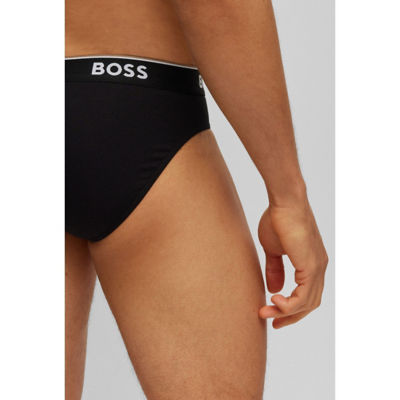 BOSS Three-pack of stretch-cotton briefs with logo waistbands 3
