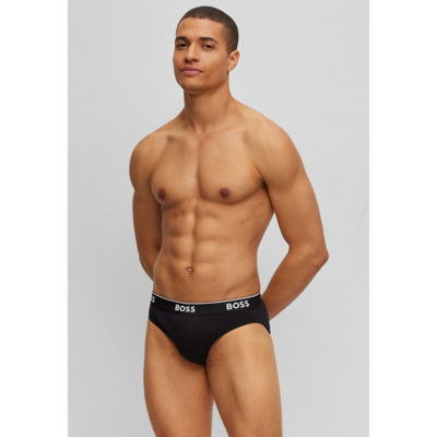 BOSS Three-pack of stretch-cotton briefs with logo waistbands 4